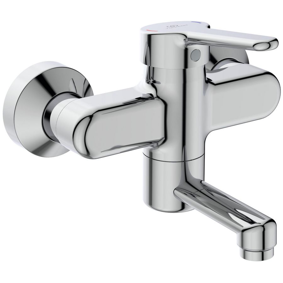 Ceraplus 2 wandmengkraan chroom incl. draaibare uitloop 100mm incl. afsluitbare s-koppeling
