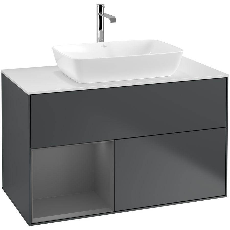 Wastafelonderkast Finion 1000x603x501mm Mid.Blue Matt Lacquer G771GKHG