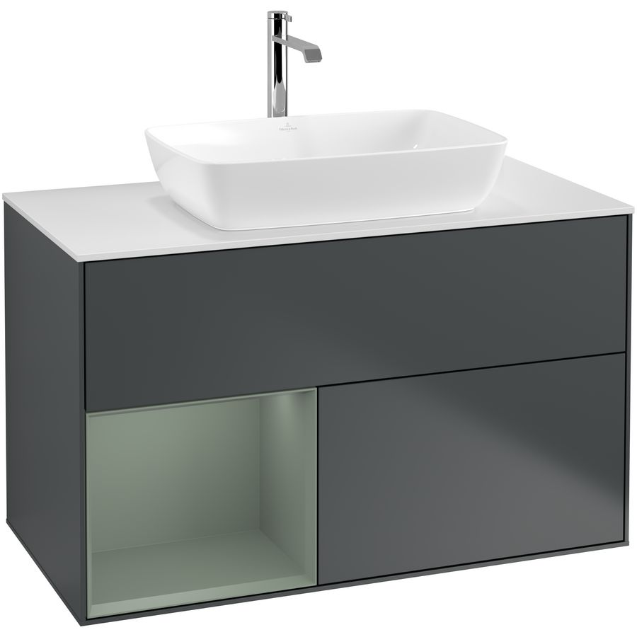 Wastafelonderkast Finion 1000x603x501mm Mid.Blue Matt Lacquer G771GMHG
