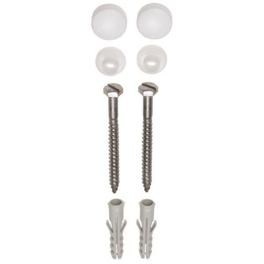 Set a 2st. potschroeven RVS 6x70mm (zeskant+zaagsnede) incl. witte kap + muurpluggen