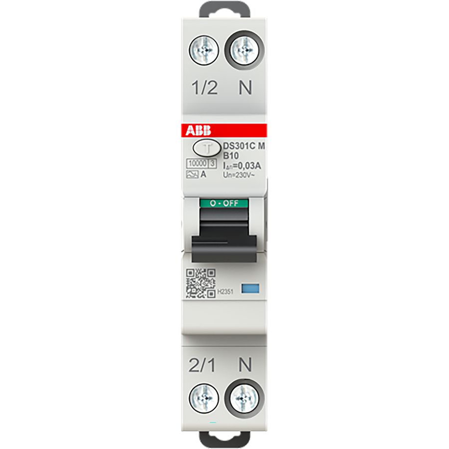 Aardlekautomaat DS301CM B10 A30 Compact DS301CM 1P+N 10A B 30mA A 6kA