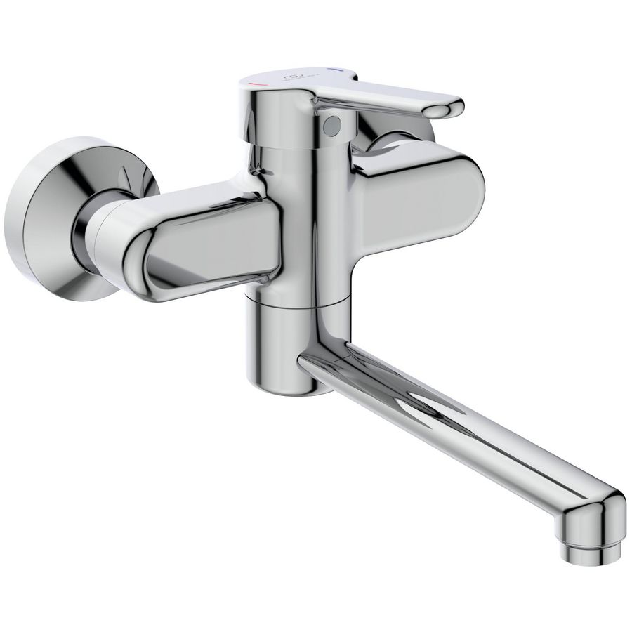 Ceraplus 2 wandmengkraan chroom incl. draaibare uitloop 200mm incl. afsluitbare s-koppeling