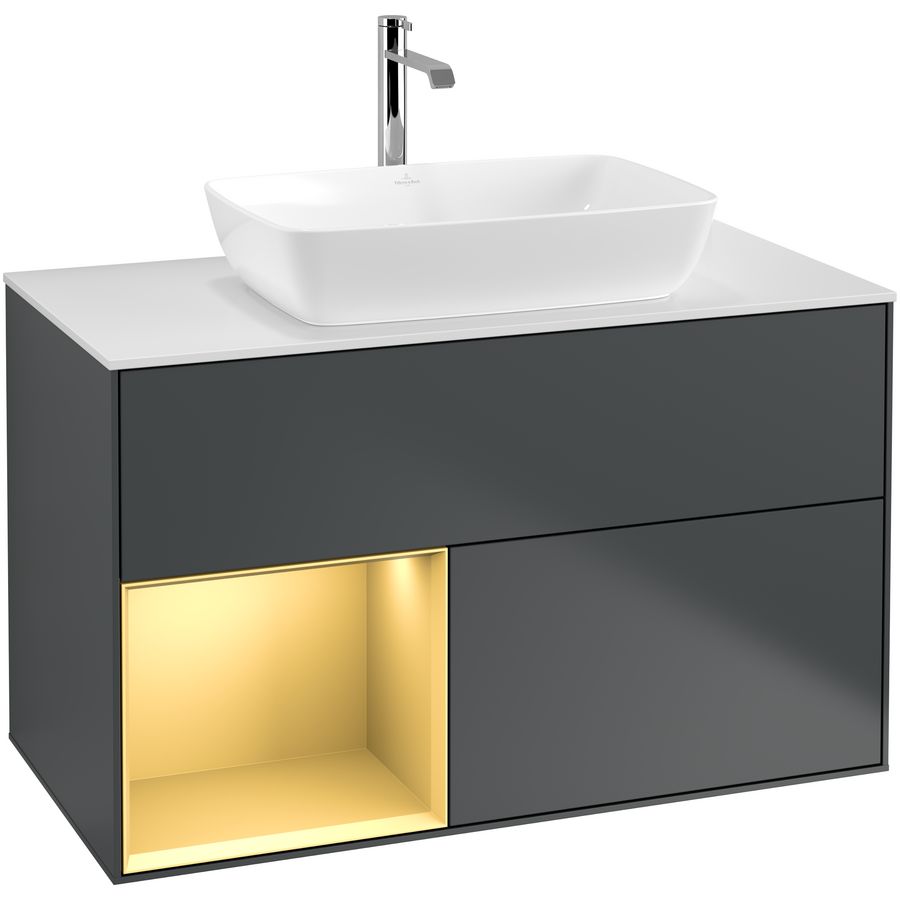 Wastafelonderkast Finion 1000x603x501mm Mid.Blue Matt Lacquer G771HFHG