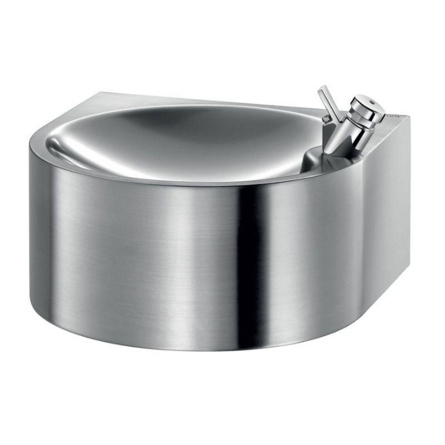 Drinkfontein RVS mat gepol. 32cm + zelfsluitend drinkkraan