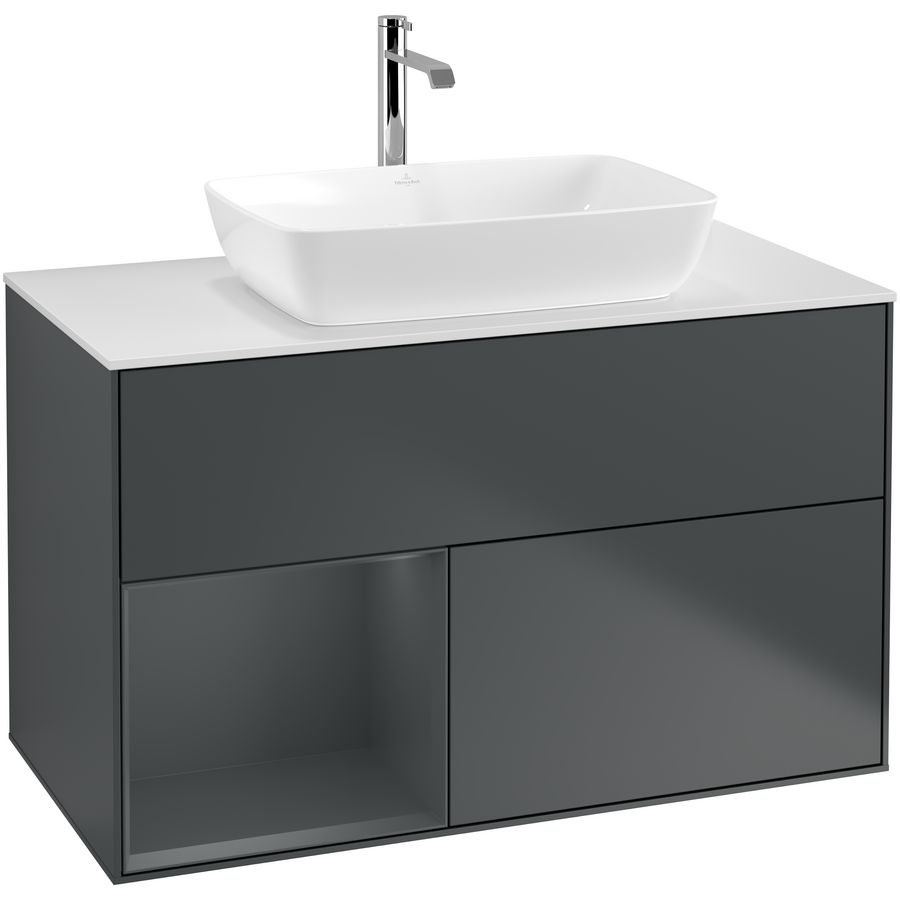 Wastafelonderkast Finion 1000x603x501mm Mid.Blue Matt Lacquer G771HGHG