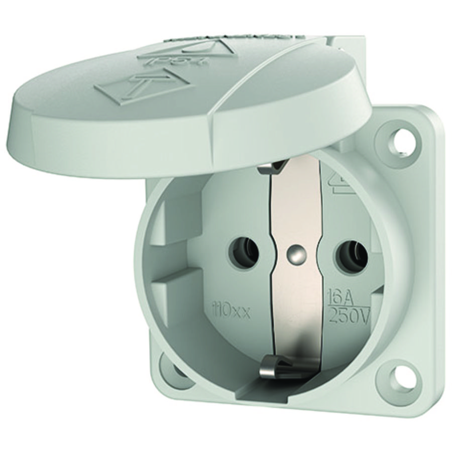 Inbouwwandcontactdoos 16A 2P+A 230V IP54 SCHUKO grijs