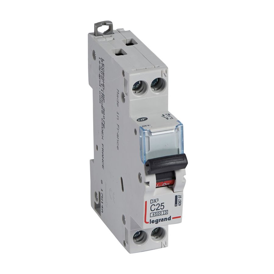 Installatieautomaat MCB DX³ 1-polig + Nul C-karakteristiek 25A 4500A