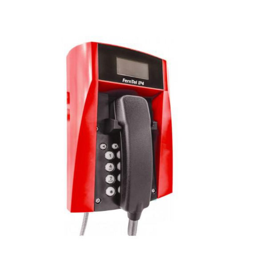 WEERBESTENDIGE TELEFOON FERNTEL IP4 ZWART/ROOD MET SPIRAALSN