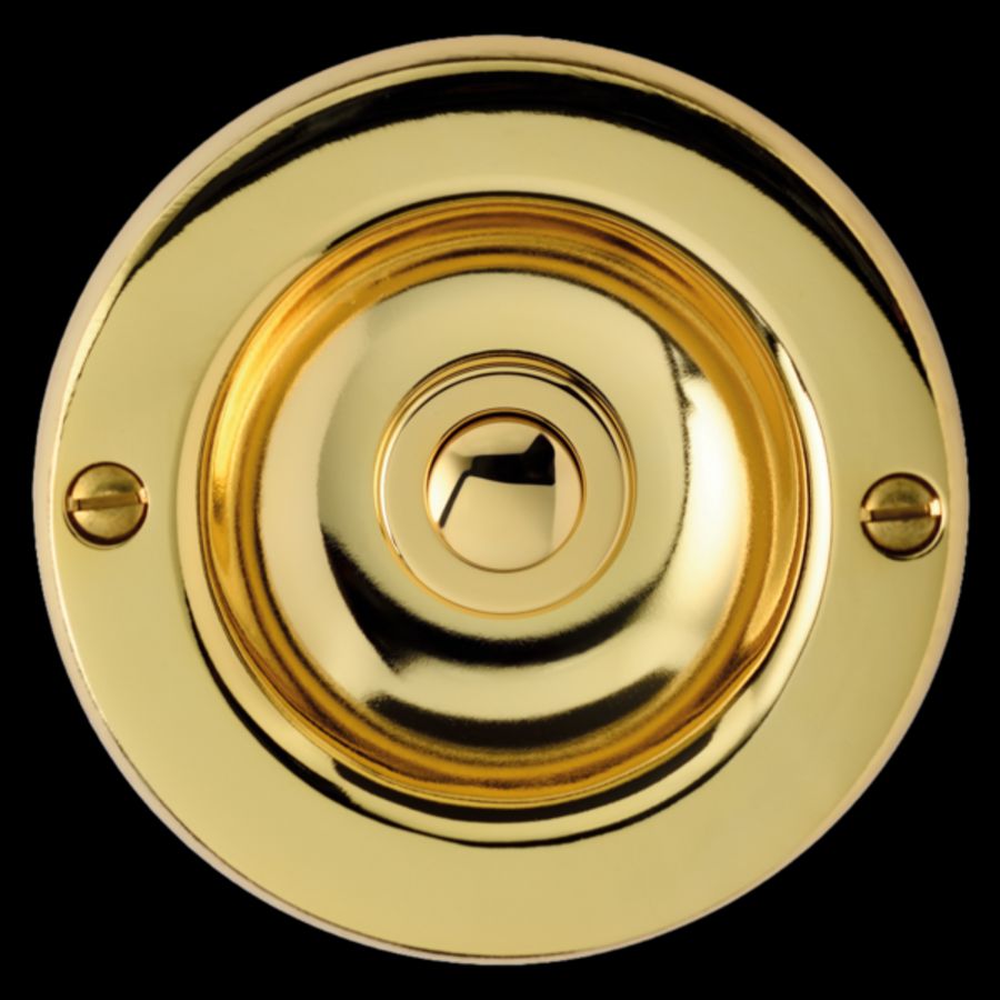 Beldrukker messing glans inbouwmontage