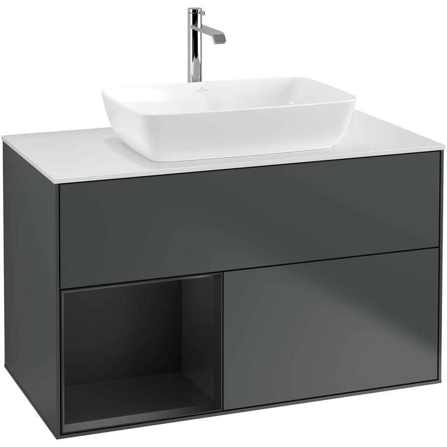 Wastafelonderkast Finion 1000x603x501mm Mid.Blue Matt Lacquer G771PDHG