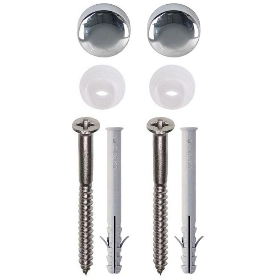 Set a 2st. potschroeven verzinkt 6x90mm (PZD) incl. chromen kap + muurpluggen