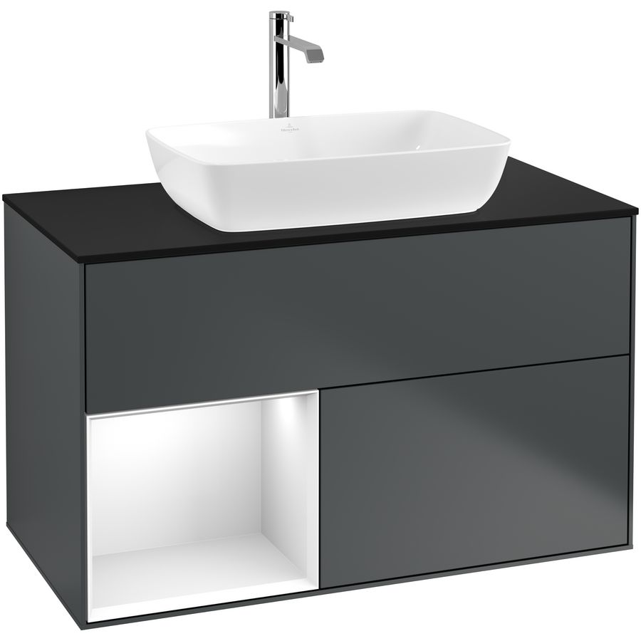 Wastafelonderkast Finion 1000x603x501mm Mid.Blue Matt Lacquer G772GFHG