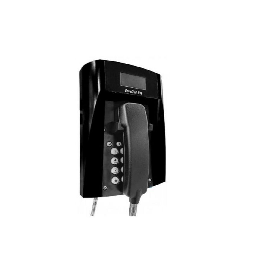 WEERBESTENDIGE TELEFOON FERNTEL IP4 ZWART MET SPIRAALSNOER E