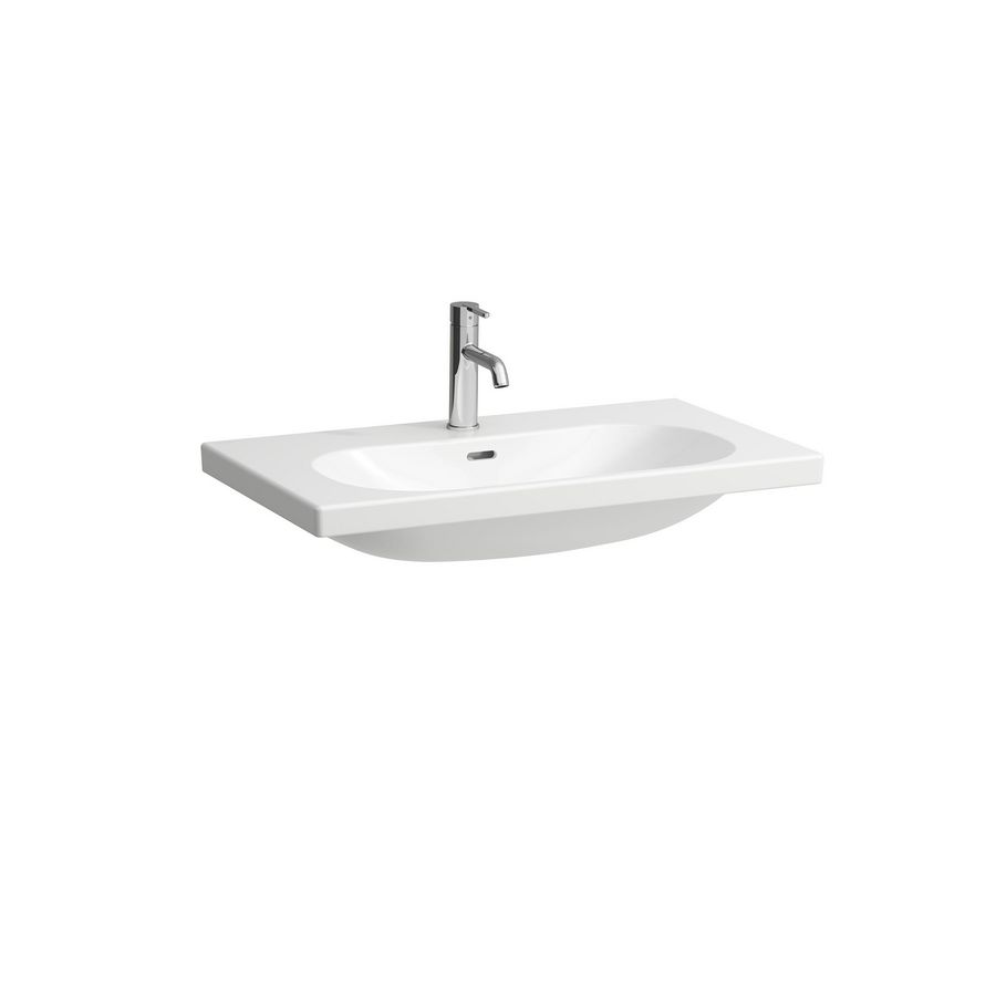 Wastafel LUA 80cm wit met 1 kraangat, Glans wit