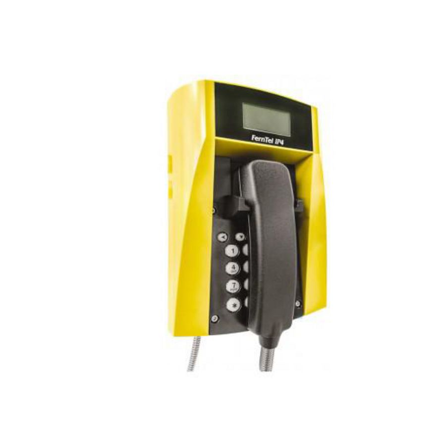 WEERBESTENDIGE TELEFOON FERNTEL IP4 ZWART/GEEL MET SPIRAALSN
