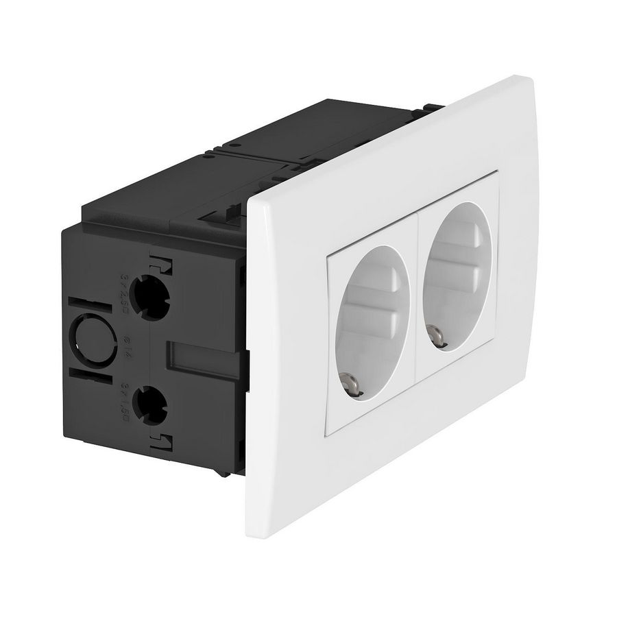 Contactdooseenheid Module 45 2-voudig 84x140x59mm puur wit