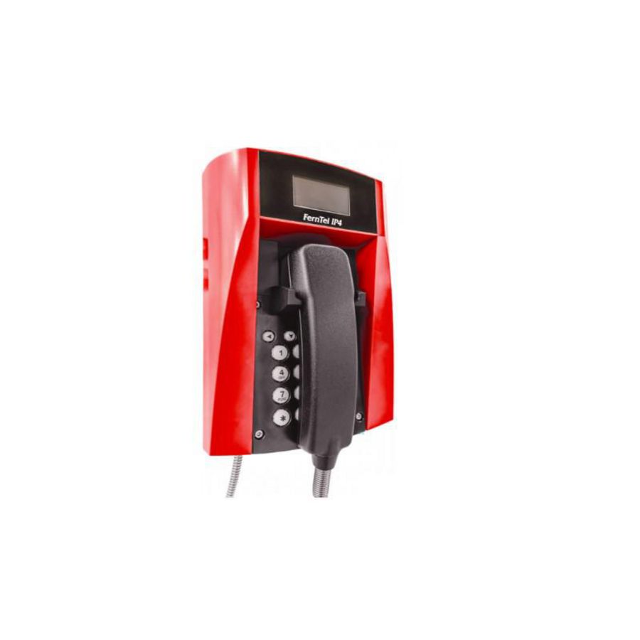 WEERBESTENDIGE TELEFOON FERNTEL IP4 ZWART/ROOD MET SPIRAALSN