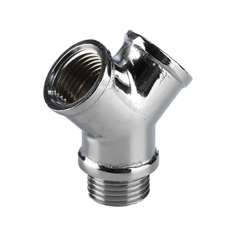 Y-stuk 1/2" bt. + 2x 1/2" bn. chroom