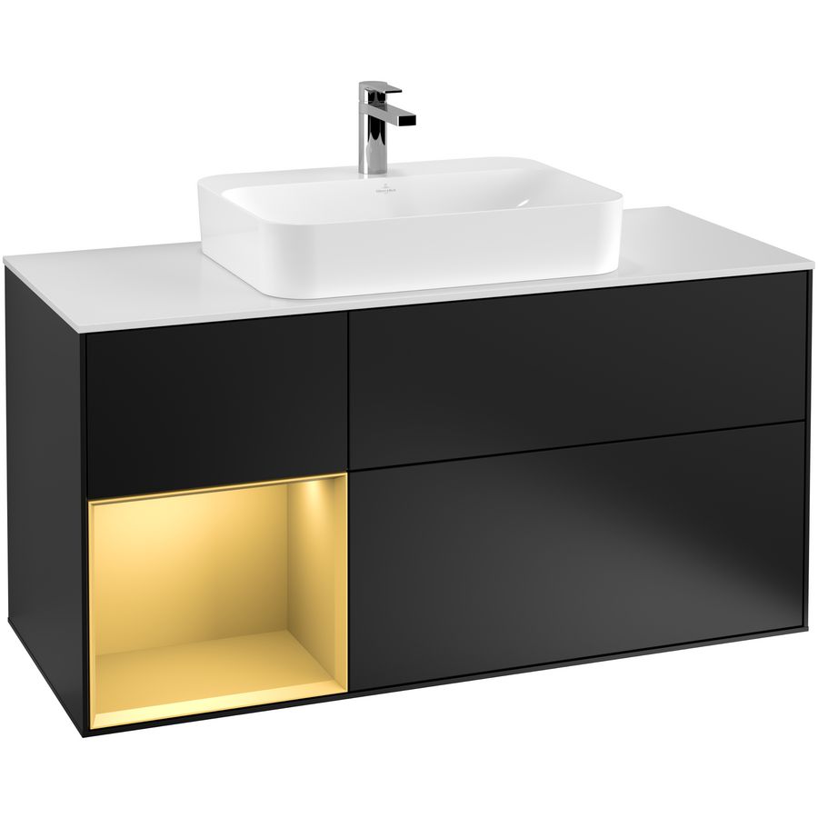 Wastafelonderkast Finion 1200x603x501mm Black Matt Lacquer G411HFPD
