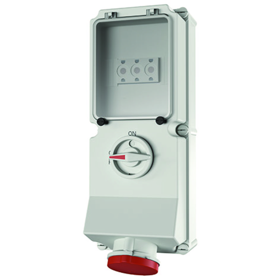 Wandcontactdoos 63A 5-polig  6H 400V IP44 DUO zek.D02