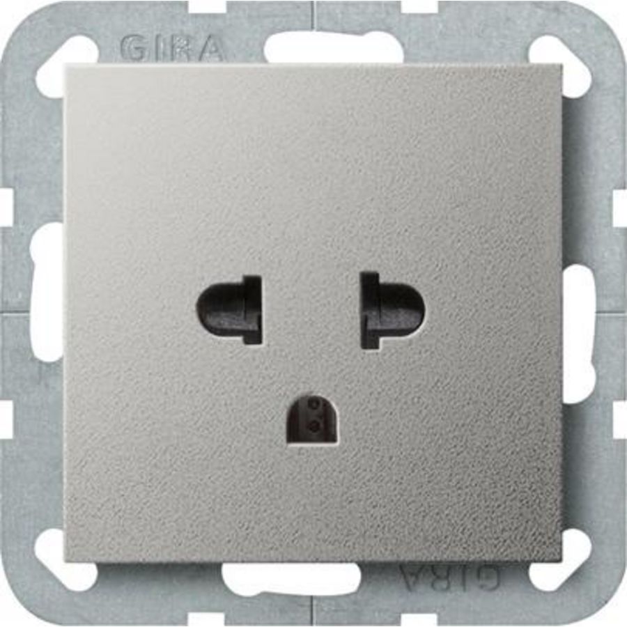 wandcontactdoos EURO-US System 55 edelstaal(gel.)