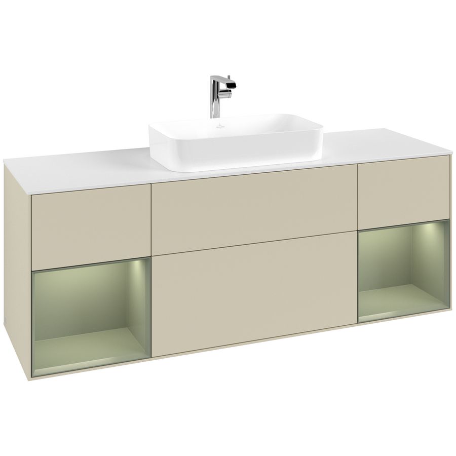 Wastafelonderkast Finion 1600x603x501mm S.Grey Matt Lacquer G331GMHJ