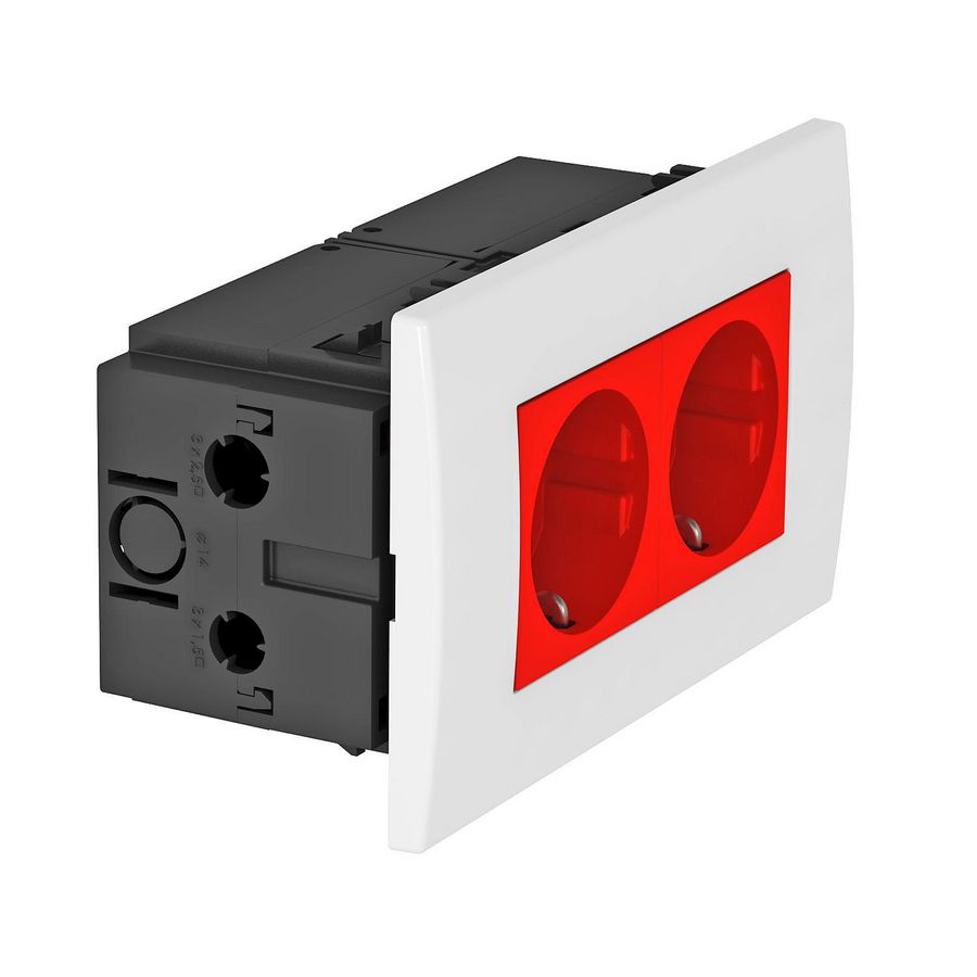 Contactdooseenheid Module 45 2-voudig 84x140x59mmarbonaatl