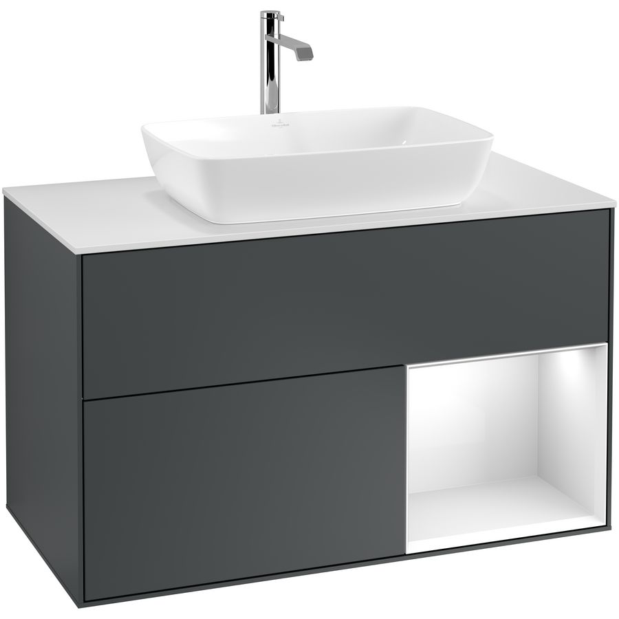 Wastafelonderkast Finion 1000x603x501mm Mid.Blue Matt Lacquer G781GFHG