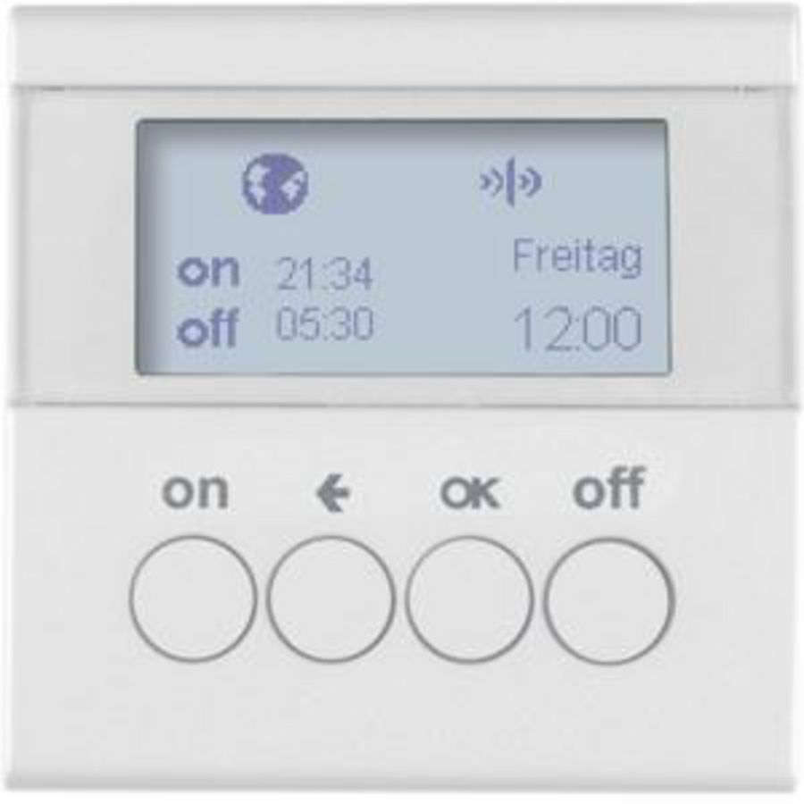 Schakelklok-opzetmod. KNX-RF berker S.1/B.3/B.7 polar wit glans