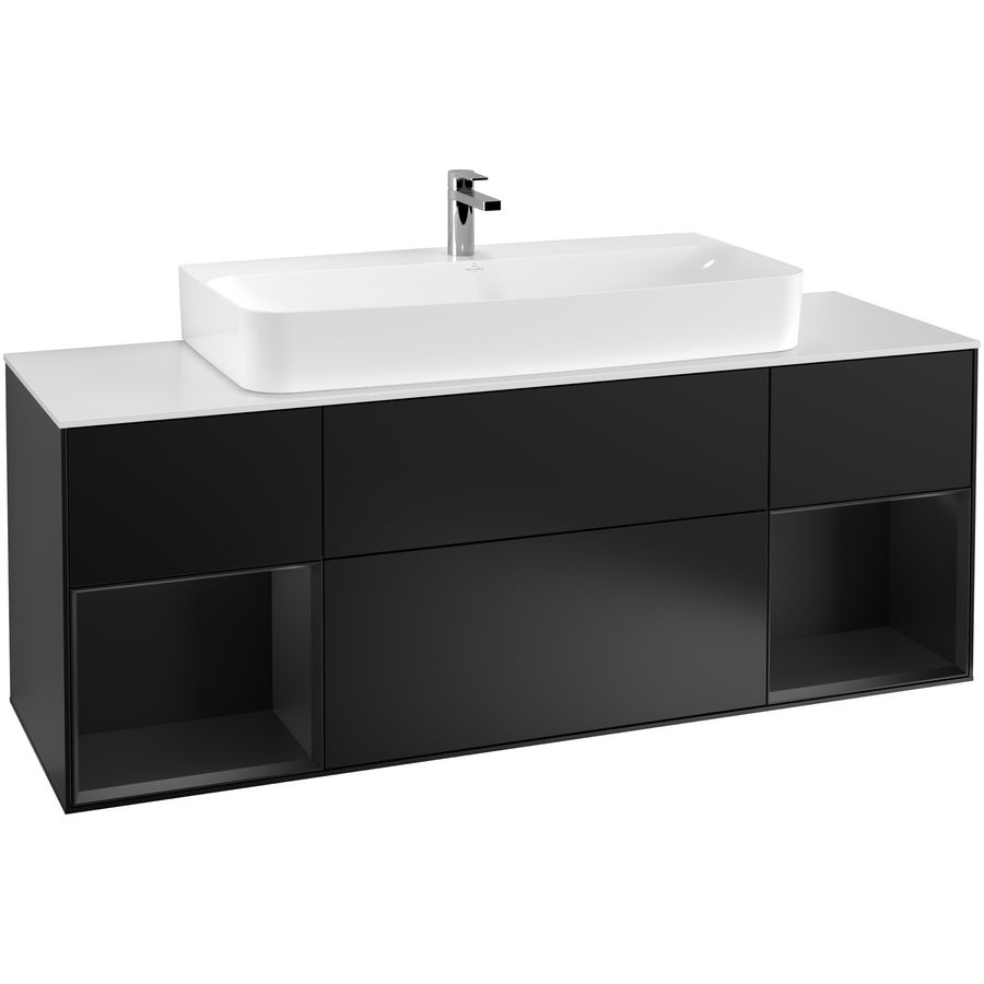 Wastafelonderkast Finion 1600x603x501mm Black Matt Lacquer G211PDPD