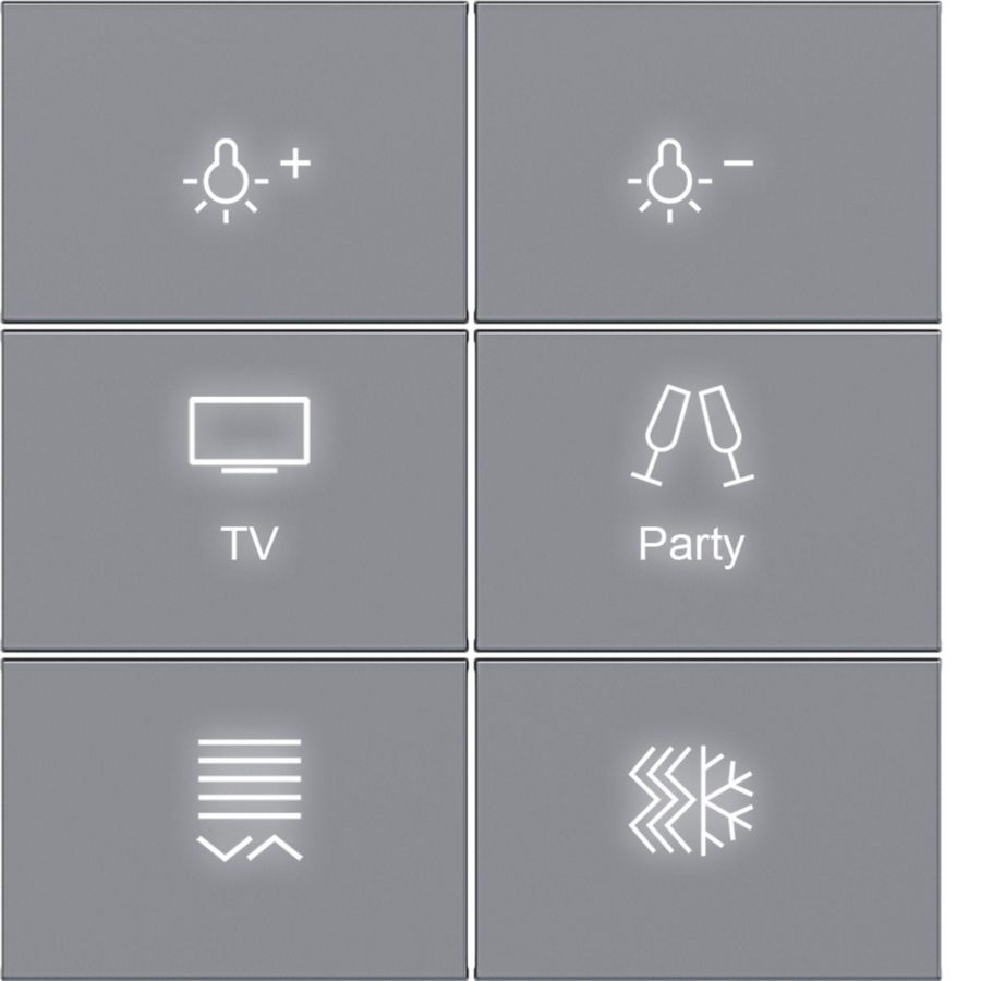 Afdekking KNX taster 6-v. met achtergrondverl. A.x/C.x titaa