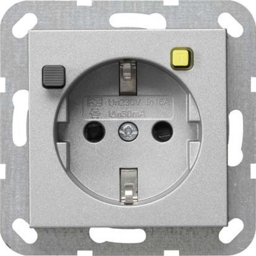 wandcontactdoos aardlekbeveil. 30 mA Safety Plus System 55 kl.alum.