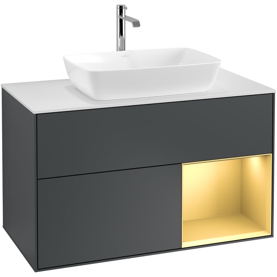 Wastafelonderkast Finion 1000x603x501mm Mid.Blue Matt Lacquer G781HFHG