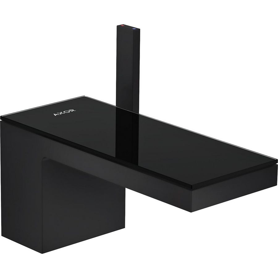 AXOR MyEdition 1-hendel wastafelmengkraan 70 en afvoer met afvoerplug mat zwart/zwart glas