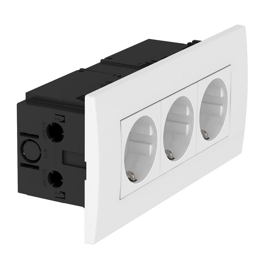 Contactdooseenheid Module 45 3-voudig 84x185x59mm puur wit