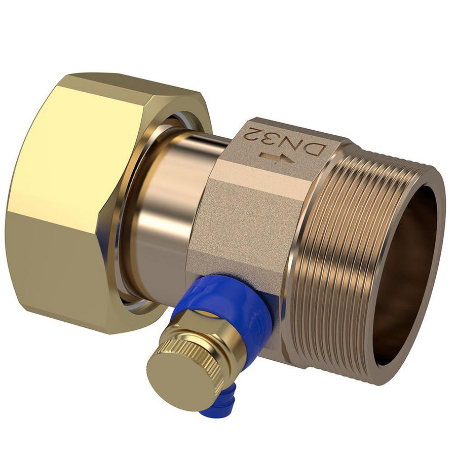Keerklep met aftapper DN32 1.1/2"wrtlx1.1/2"bt. L=65mm