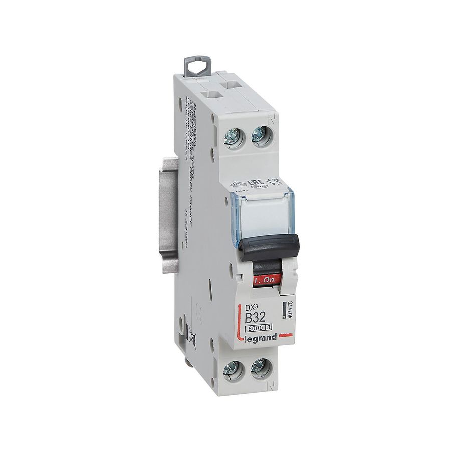 Installatieautomaat MCB DX³ 1-polig + Nul B-karakteristiek 32A 6000A