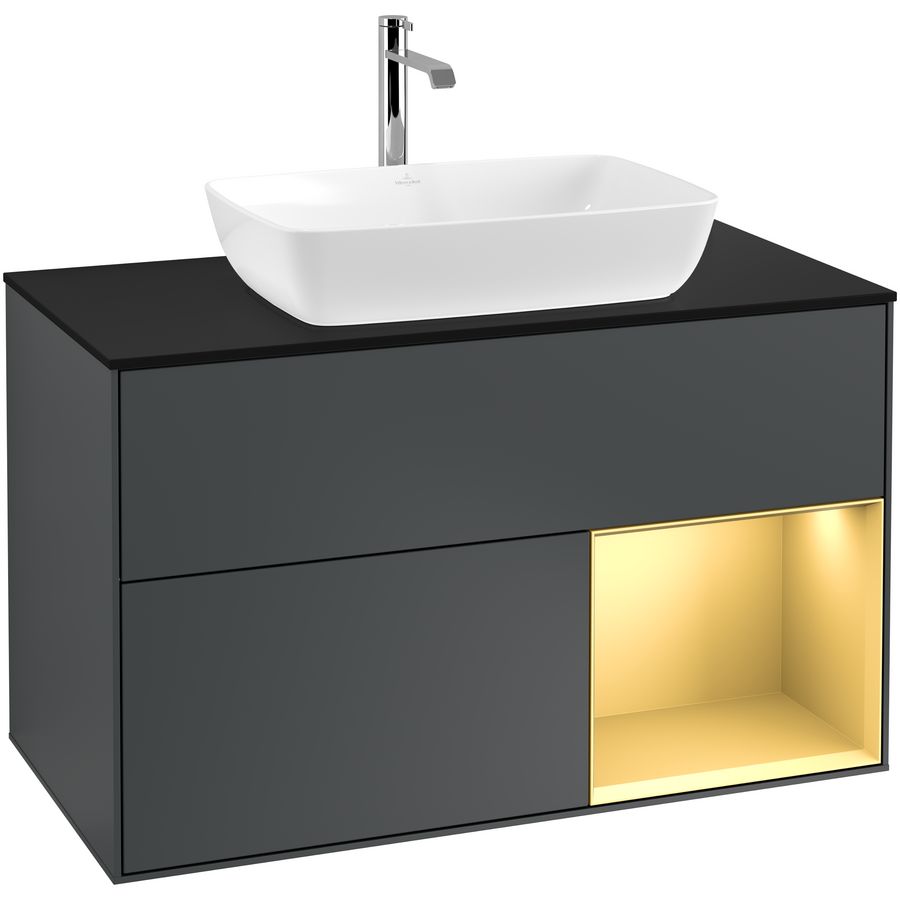 Wastafelonderkast Finion 1000x603x501mm Mid.Blue Matt Lacquer G782HFHG
