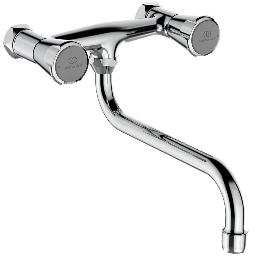 PROMO Nimbus II Messing Eco keukenkraan chroom wand hoh 150mm met onderuitloop (F3063AA)