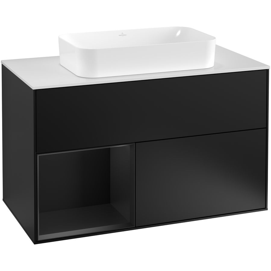 Wastafelonderkast Finion 1000x603x501mm Black Matt Lacquer G241PDPD