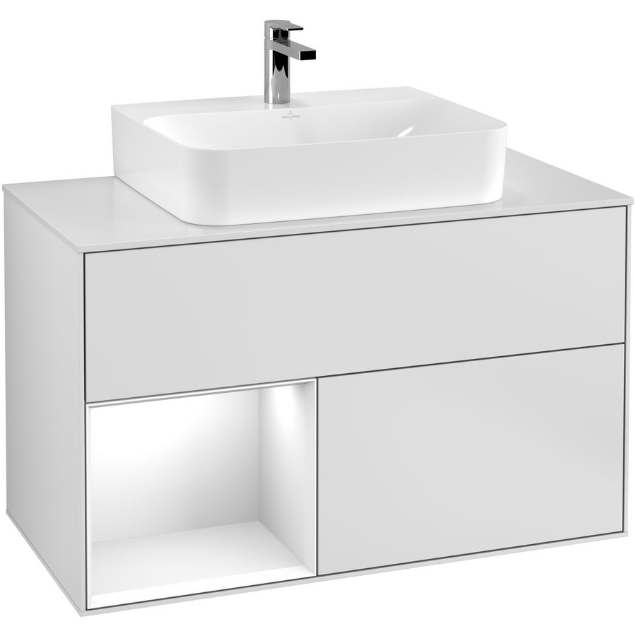 Wastafelonderkast Finion 1000x603x501mm White Matt Lacquer F111GFMT