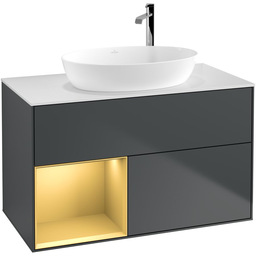 Wastafelonderkast Finion 1000x603x501mm Mid.Blue Matt Lacquer G891HFHG
