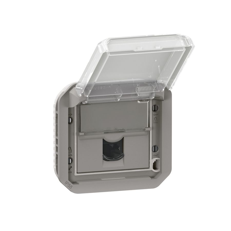 Contactdoos RJ45 Cat. 6A STP mechanisme grijs Plexo