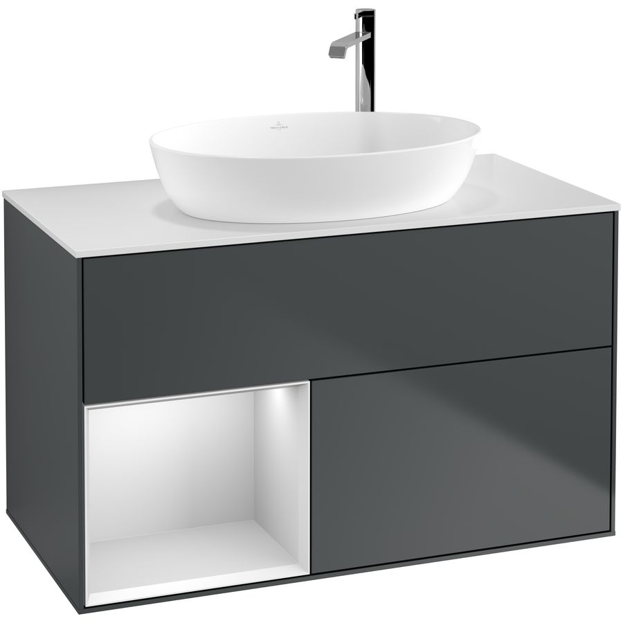 Wastafelonderkast Finion 1000x603x501mm Mid.Blue Matt Lacquer G891MTHG