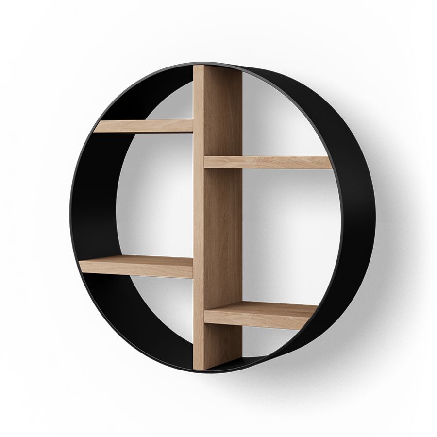 Wooden opbergbox rond 500mm mat zwart