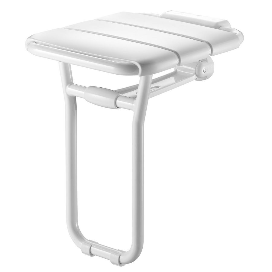 Douchezitje Alu wit met vloersteun zitbreedte 360mm