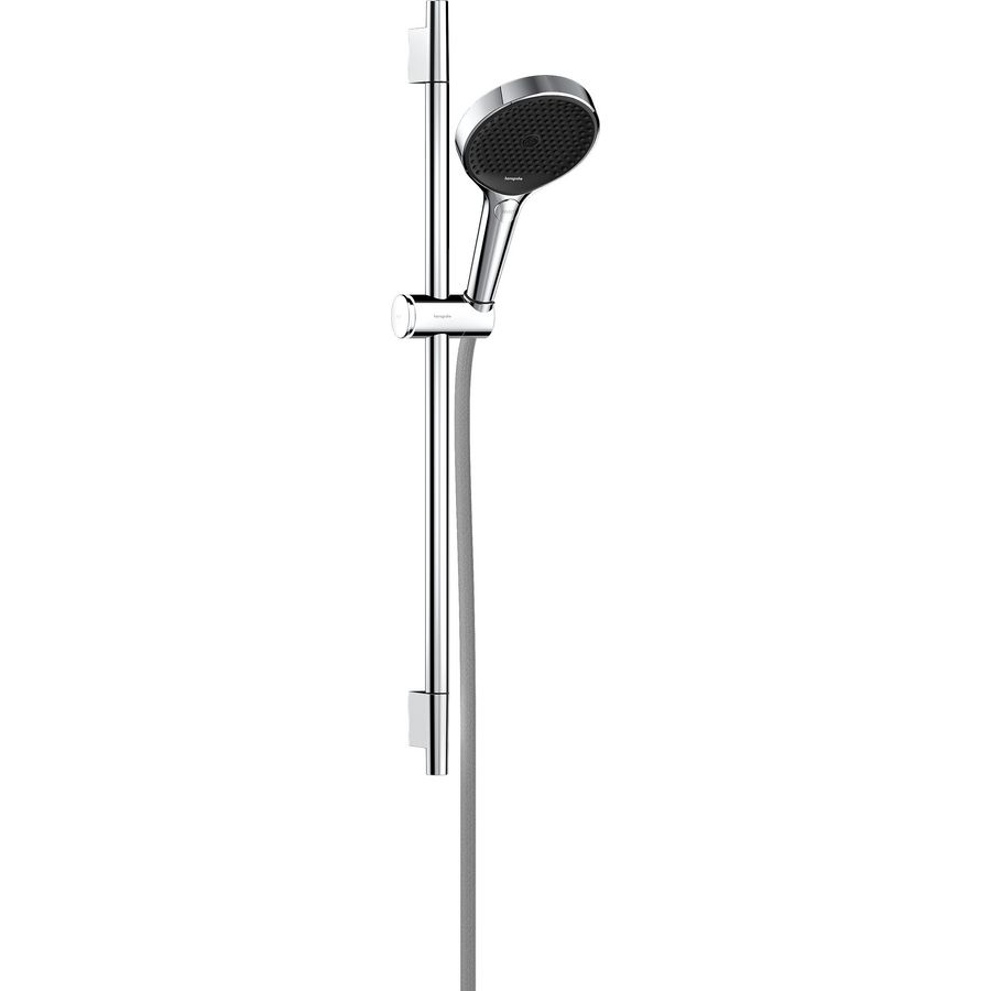 Rainfinity Doucheset 130 3 straalsoorten EcoSmart met glijstang S Puro 65cm push-schuifstuk en Designflex textiel doucheslang chroom