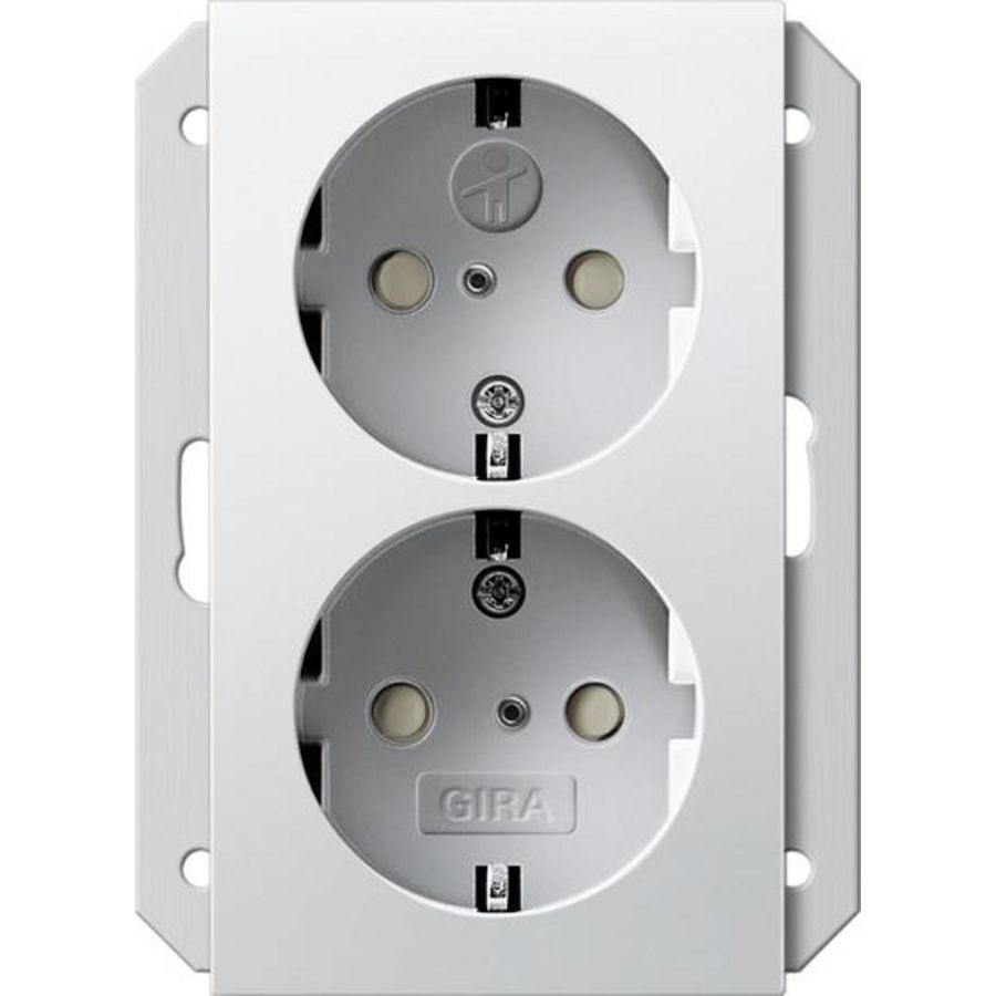 2-voudig wandcontactdoos met randaarde Safety Plus v. IB-doos 1,5-voudig System 55 zuiver wit