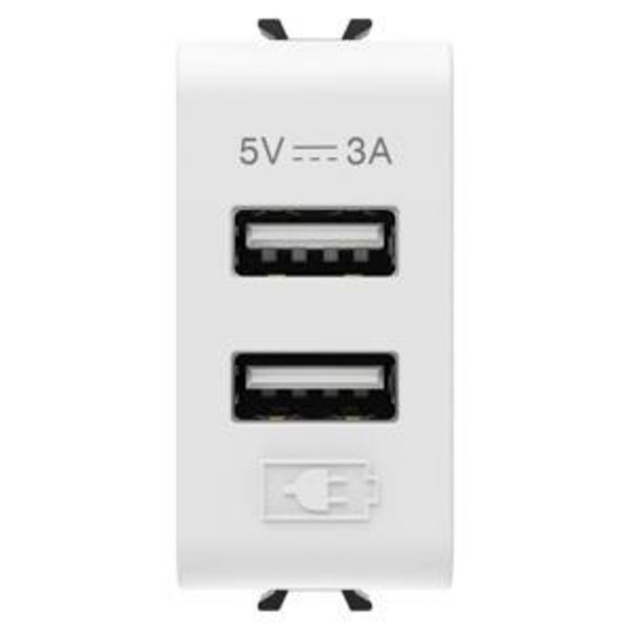USB CHARGER-A+A TYPE-3A-SATIN WHITE-1 MODULE-CHORU