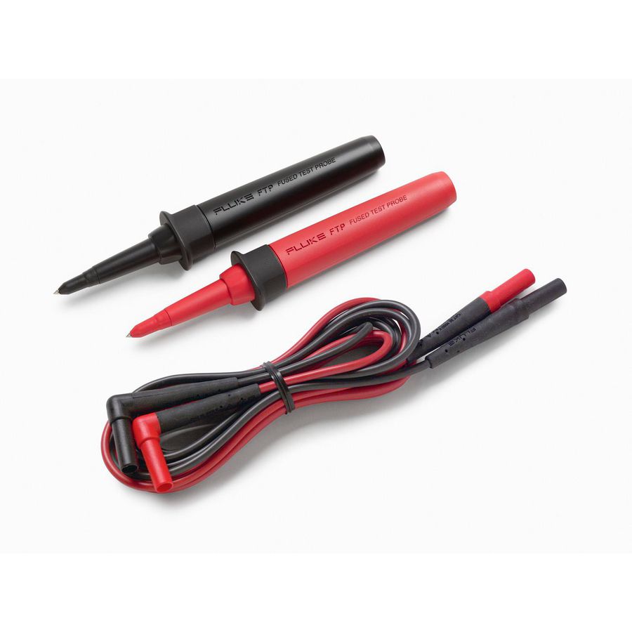 Gezekerde meetprobes, zwart en rood met TL224 meetsnoeren.